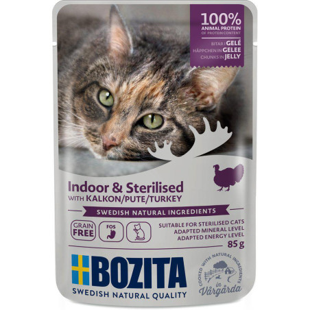 Bozita indendørs & steriliseret kat - Kalkun i gelé